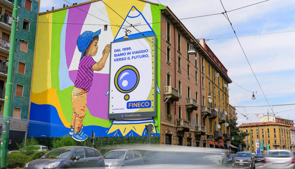 Street Art a Milano: : in Via Padova/Via D’Aviano sempre Fineco ha messo a disposizione di Robico uno spazio di 150 mq.